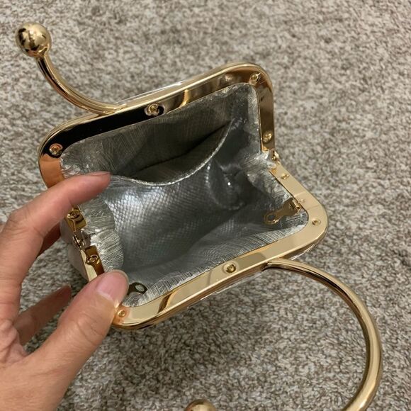 Vintage Oriental Style Genuine Premium Pebble Cowhide Kisslock Top Handle Bag - Picture 14 of 14